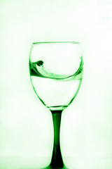 Splashes of water in a glass glass