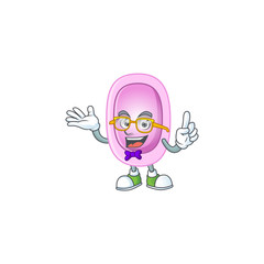 Cartoon character design of nerd pertussis with weird glasses