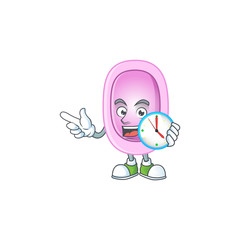 cartoon drawing concept of pertussis with a circle clock