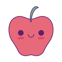 Kawaii apple cartoon line and fill style icon vector design