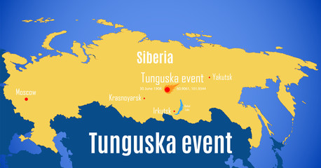 Schematic vector map of the location of the Tunguska event