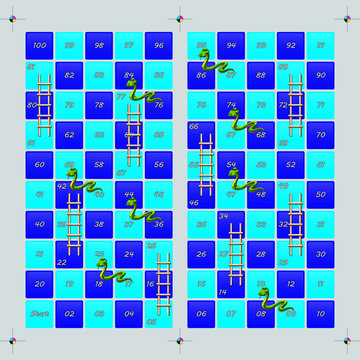 Ludo board game - Snake & Ladder -childhood games children play - dice games - ready to print template 