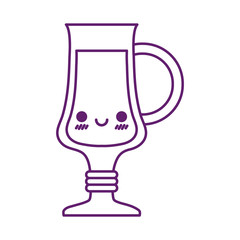 Kawaii juice cup cartoon line style icon vector design