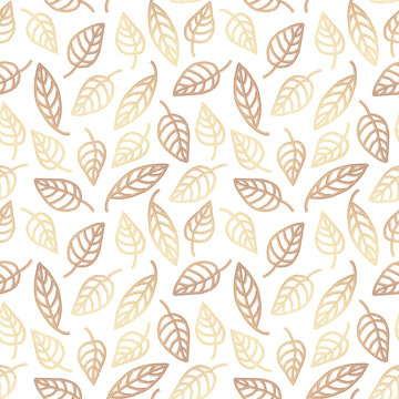 Seamless pattern with gold leaves, art deco style illustration