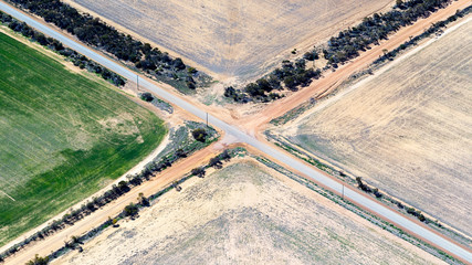 aerial view of a rural crossroads in Western Australia