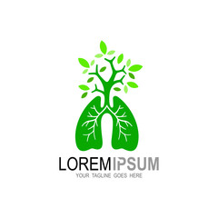 Lung logo with a tree, Medical icons, Nature logo
