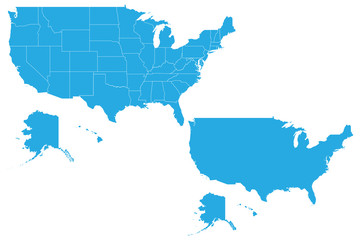 Obraz premium Map - United States of America Couple Set , Map of United States of America,Vector illustration eps 10.