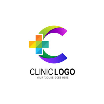 Letter C cross plus logo colorful, Medical healthcare hospital logotype