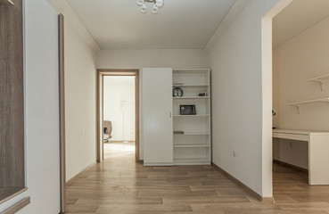 interior of the corridor and hallway. view of the corridor, the transition from room to room of a small apartment. harmonious colors, comfort and coziness. harmonious shades. sunlight