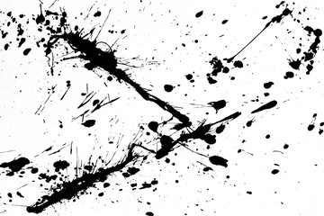 black paint splatter on a white background