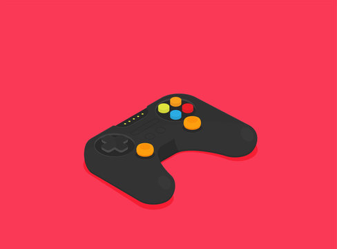 Flat joystick isometric vector isolated on color background