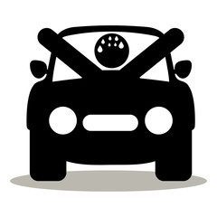 Amaxophobia. Phobia. Fear of driving or traffic accident. Silhouette Afraided man. Can be used as logo, icon, sticker, sign, etc.