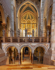 August 2016 - Italy - Verona - Interior of the Basilica of San Zeno, a Romanesque masterpiece in Italy