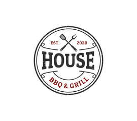 barbecue grill, hot grill vintage logo design