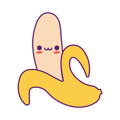 Kawaii banana cartoon line and fill style icon vector design