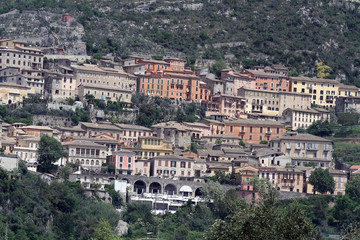 Fototapeta na wymiar Arpino, Italy - May 4, 2013: Panorama of the city of Arpino in the province of Frosinone