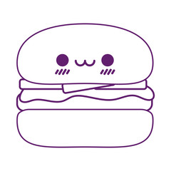 Kawaii hamburger cartoon line style icon vector design