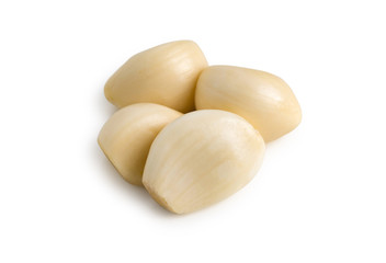macro garlic on white background
