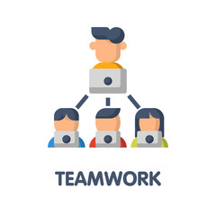 Teamwork flat icon style design illustration on white background