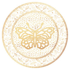 Art deco circle, round border, frame golden illustration