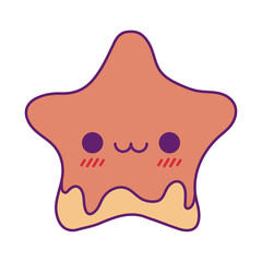Kawaii star cookie cartoon line and fill style icon vector design