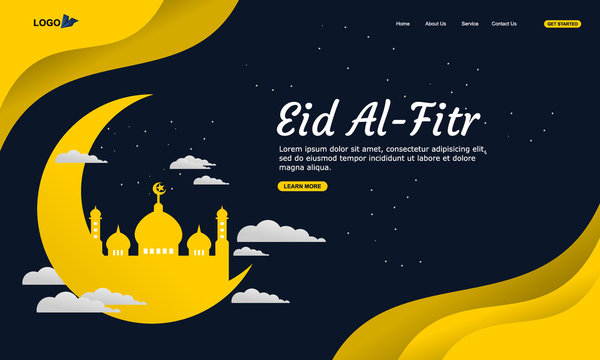 vector illustration of a eid al-fitr background with night theme
