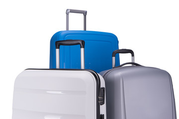 Three suitcases isolated on white background