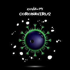 Coronavirus sign with bowling ball. Stop covid-19 outbreak. Caution risk disease 2019-nCoV. Cancellation of sports tournaments. The worldwide fight against the pandemic. Vector illustration