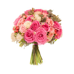 pink wedding bouquet isolated on white