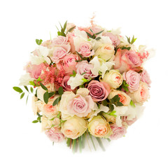 bouquet with roses; high angle of view