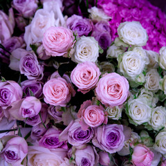 Obraz na płótnie Canvas wedding bouquet with rose bush as a background