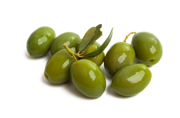 green large olives Isolated