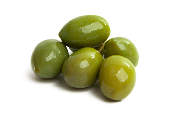 green large olives Isolated