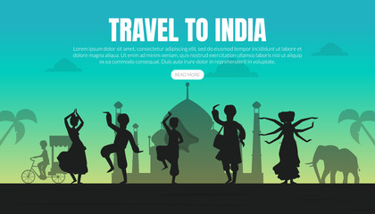 Travel to India Landing Page Template, Tourist Website, Mobile Application Vector Illustration