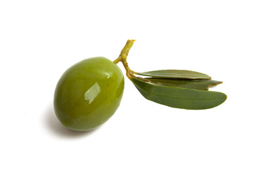 green large olives Isolated