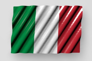 pretty shiny flag of Italy with big folds lay isolated on grey - any celebration flag 3d illustration..