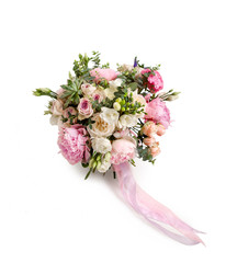 a wedding bouquet in pastel colors