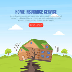 Fototapeta premium Home Insurance Service Landing Page Template, Protection of Building Online Web Page, Mobile App Vector Illustration