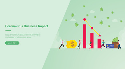 Corona virus Business Impact campaign concept for website template landing or home page website modern flat cartoon style.