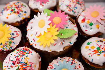 festive bread decorated with flowers on a table