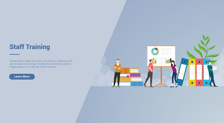 Staff Training campaign concept for website template landing or home page website modern flat cartoon style.