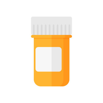 Medical pill jar illustration. Blank label, pharmacy, bottle, container. Medicine concept. Can be used for topics like treatment, prescription, medication