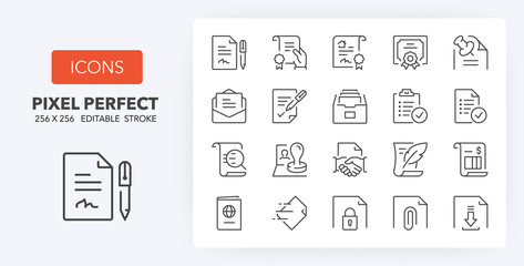 documents line icons 256 x 256