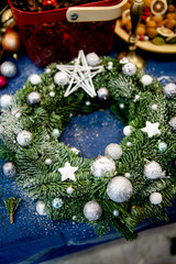 Workshop on creating a Christmas wreath. Elements for the decoration of the wreath