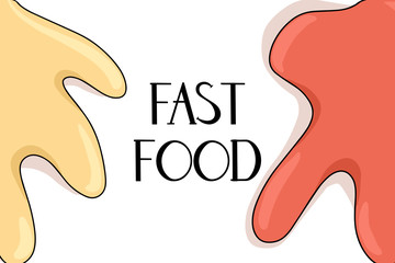 Ketchup and mustard vector cartoon card template with hand drawn lettering.