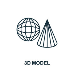 3D Model icon from 3d printing collection. Simple line 3D Model icon for templates, web design and infographics