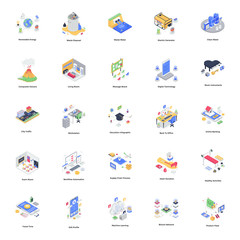 
Editable and Trendy Isometric Vectors Pack 
