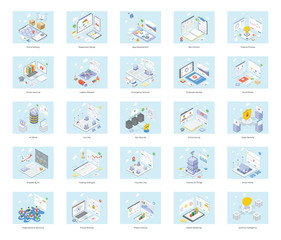 
Modern Detailed Isometric Illustrations Pack 
