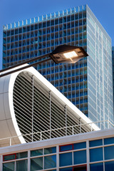 LED streetlight with modern buildings in the background in Rotterdam in the the Netherlands