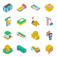 
Pack Of Cargo Isometric Icons 
